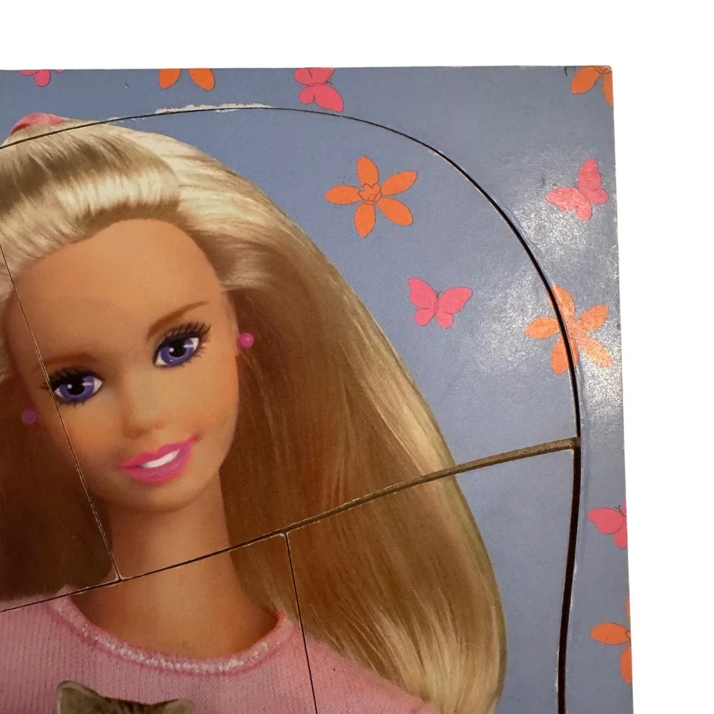 Vtg Barbie Jigsaw Puzzle 1990s Mattel Barbie Kittens Pink Sweater Butterflies‎